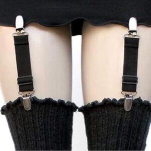 black garter straps 4 over knee socks stockings thigh highs leg warmers lingerie